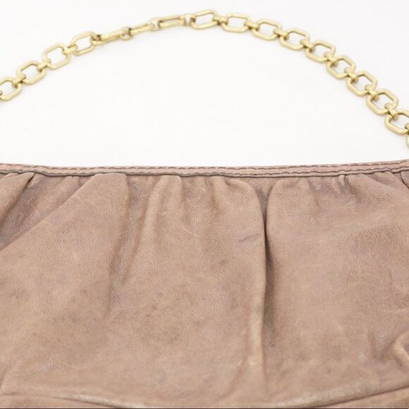 FOSSIL Brown Leather Handbag with Gold Chain Strap - Picture 4 of 9